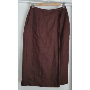Vintage Units Brown Linen Midi Skirt Size M Casual Boho Womens Fashion